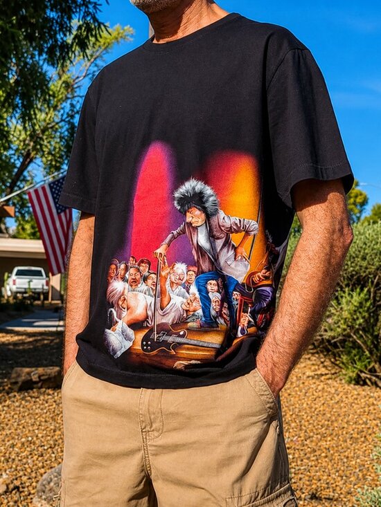 Vintage Other - VINTAGE ROLLING STONES Airbrushed Rock Band Graphic Tee Shirt L SUPER RARE